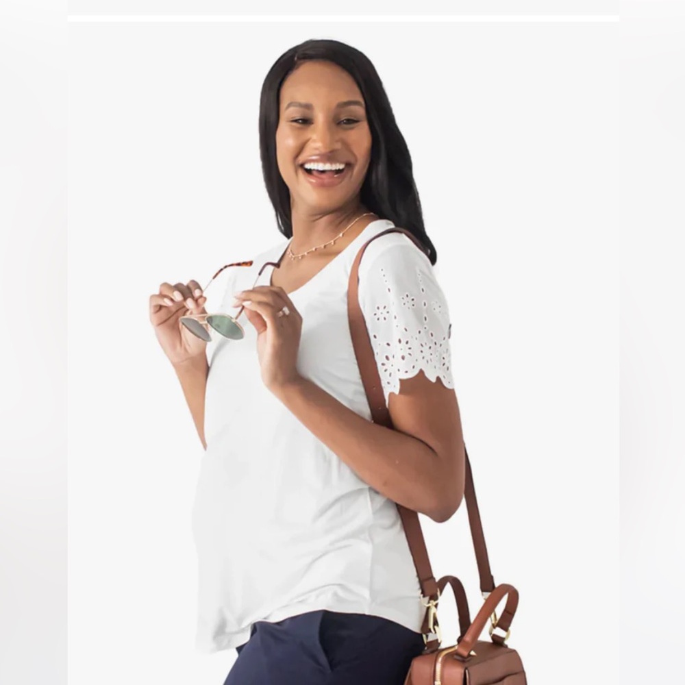 Everyday Eyelet Nursing & Maternity T-shirt | White - Small